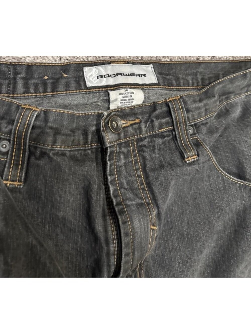 Rocawear Dark Wash Jeans 36x32 Y2K Vintage Hip Hop Wide Leg Baggy Skater 90s